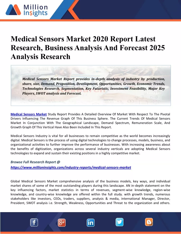 medical sensors market 2020 report latest