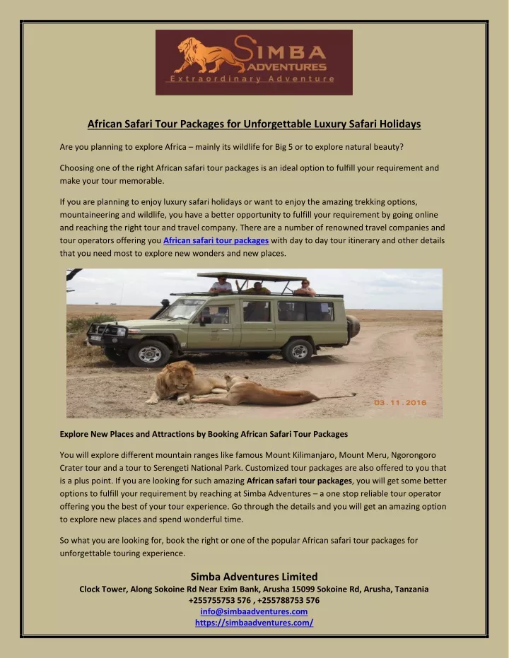 african safari tour packages for unforgettable