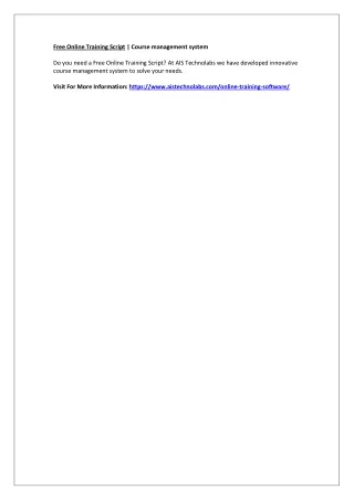 free online training script course management