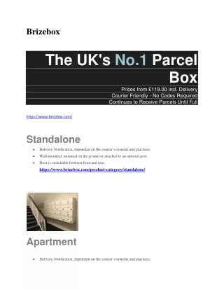 Brizebox - prices from £119.00 | Secure Parcel Delivery Drop Box
