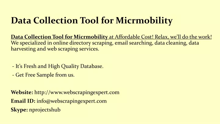 data collection tool for micrmobility