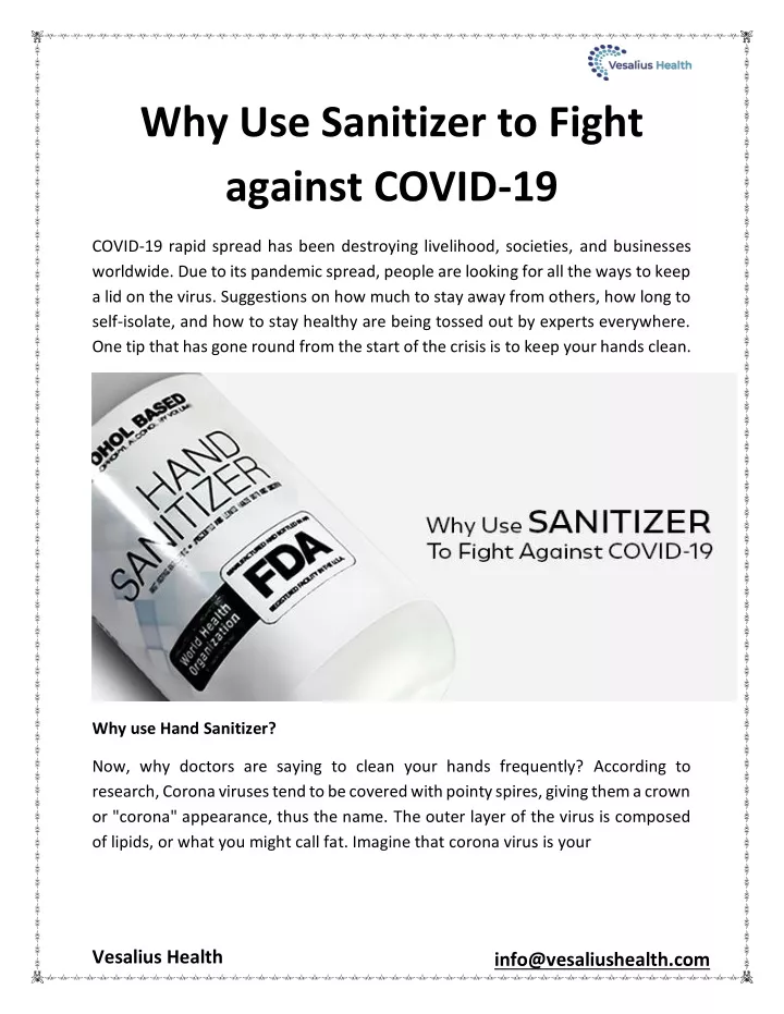 why use sanitizer to fight against covid 19