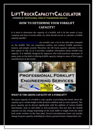 HOW TO DETERMINE YOUR FORKLIFT CAPACITY?