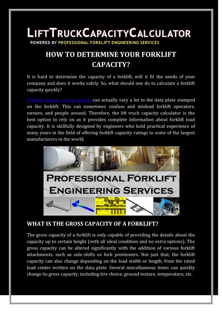 how to determine your forklift capacity