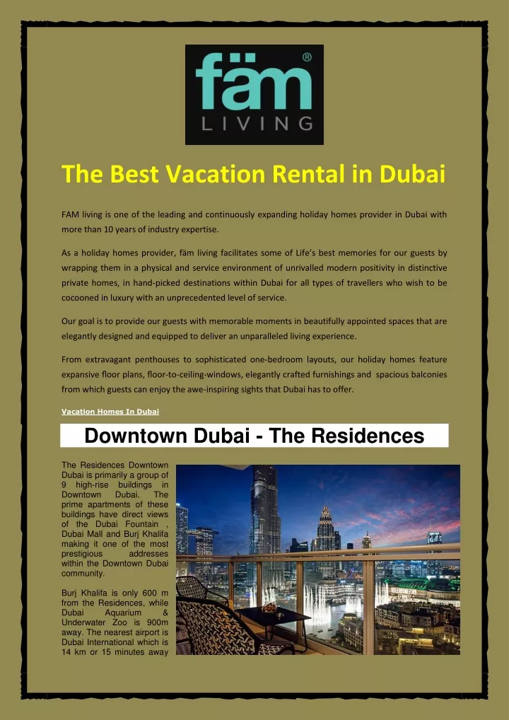 the best vacation rental in dubai