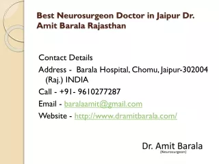 Best Neurosurgeon Doctor in Jaipur Dr. Amit Barala Rajasthan