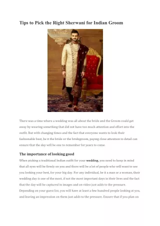 Tips to Pick the Right Sherwani for Indian Groom