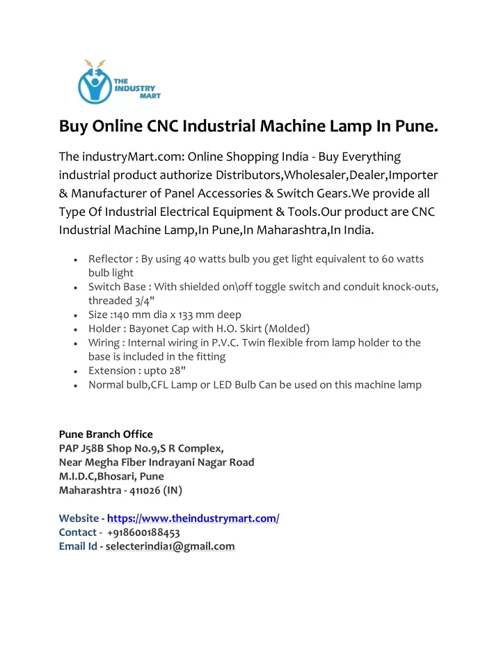 buy online cnc industrial machine lamp in pune