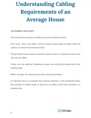 understanding cabling requirements of an average
