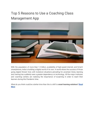 Top 5 Reasons to Use a Coaching Class Management App