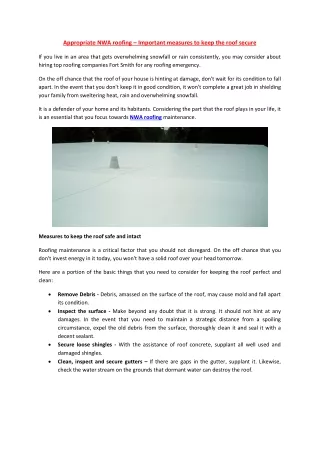 appropriate nwa roofing important measures