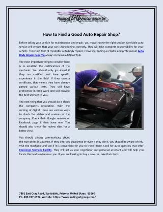 How to Find a Good Auto Repair Shop?