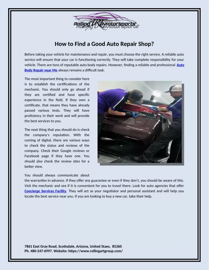 how to find a good auto repair shop