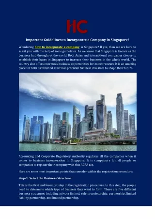Important Guidelines to Incorporate a Company in Singapore!