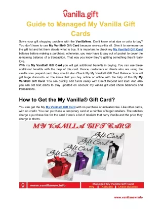 Guide to Managed My Vanilla Gift Cards