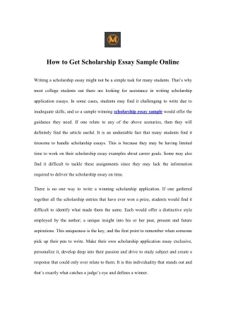 how to get scholarship essay sample online