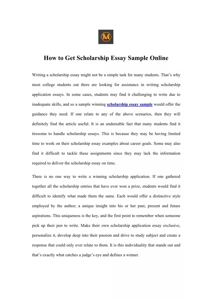 how to get scholarship essay sample online