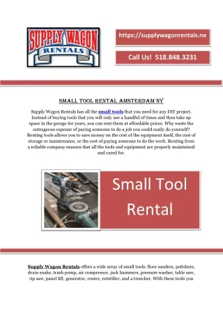 Small Tool Rental Amsterdam NY - Supply Wagon Rentals