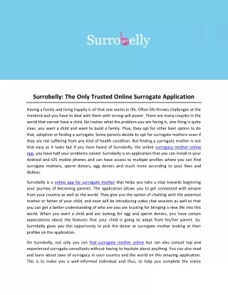 Surrobelly: The Only Trusted Online Surrogate Application