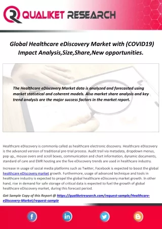 Global Healthcare eDiscovery Market with (COVID19) Impact Analysis,Size,Share,New opportunities