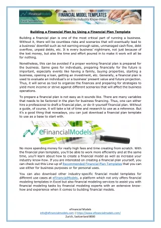 building a financial plan by using a financial