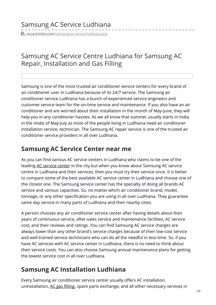 samsung ac service ludhiana