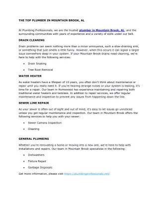 the top plumber in mountain brook al