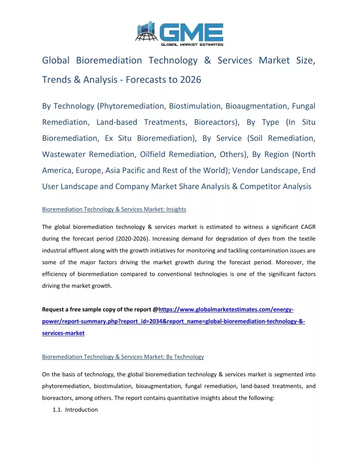 global bioremediation technology services market