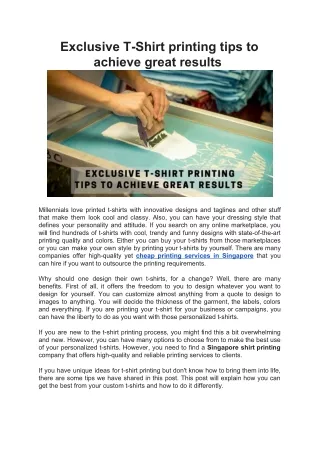 Exclusive T-Shirt printing tips to achieve great results