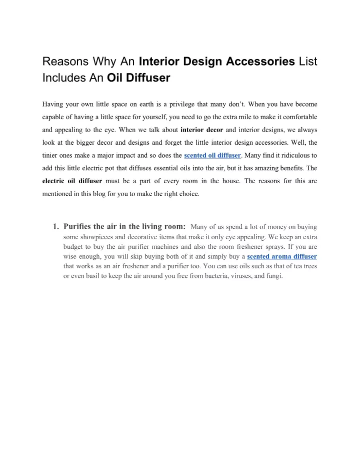 reasons why an interior design accessories list