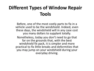 Different Types of Window Repair Tools