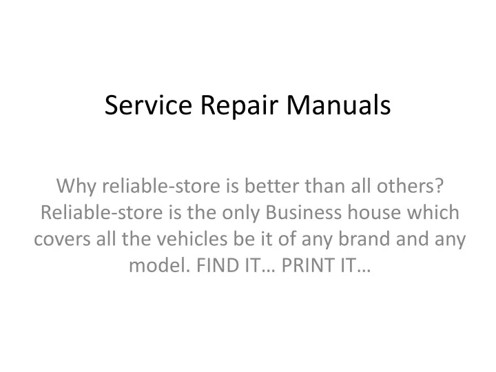 service repair manuals