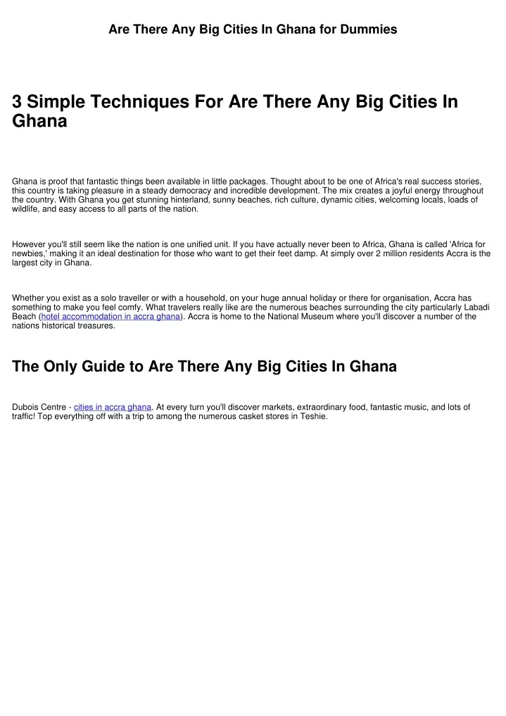 are there any big cities in ghana for dummies