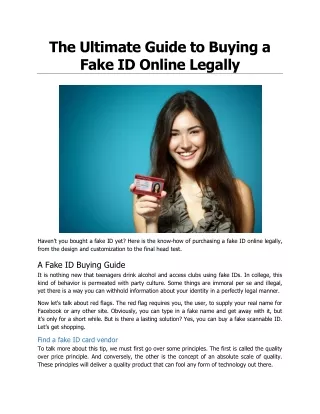 The Ultimate Guide to Buying a Fake ID Online Legally
