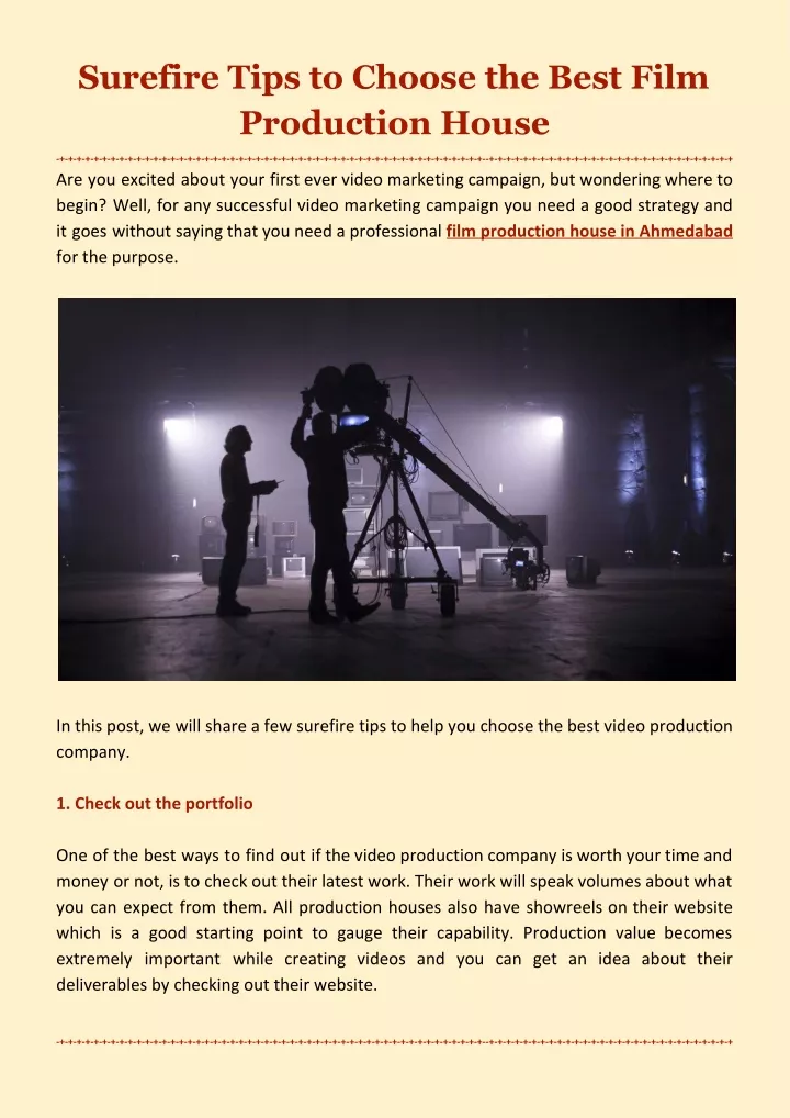 surefire tips to choose the best film production