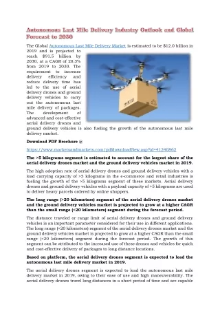 the global autonomous last mile delivery market
