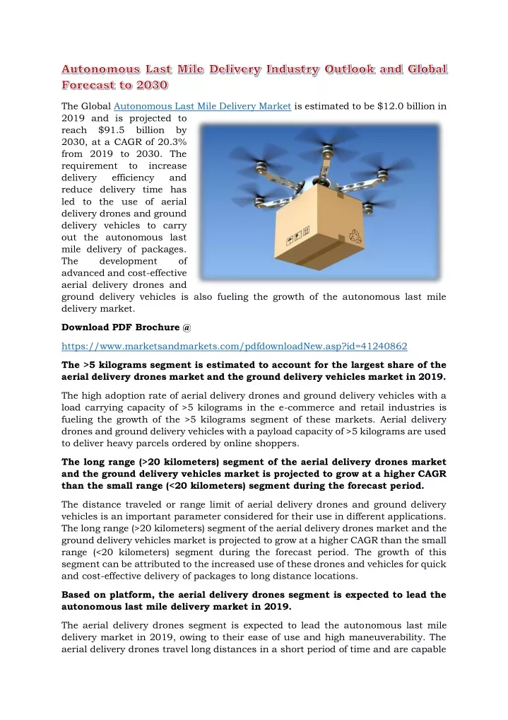 the global autonomous last mile delivery market