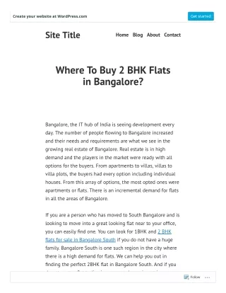 Where To Buy 2 BHK Flats in Bangalore?