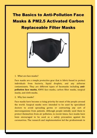 the basics to anti pollution face masks