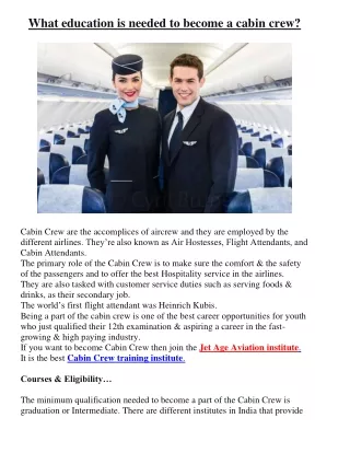 What education is needed to become a cabin crew?