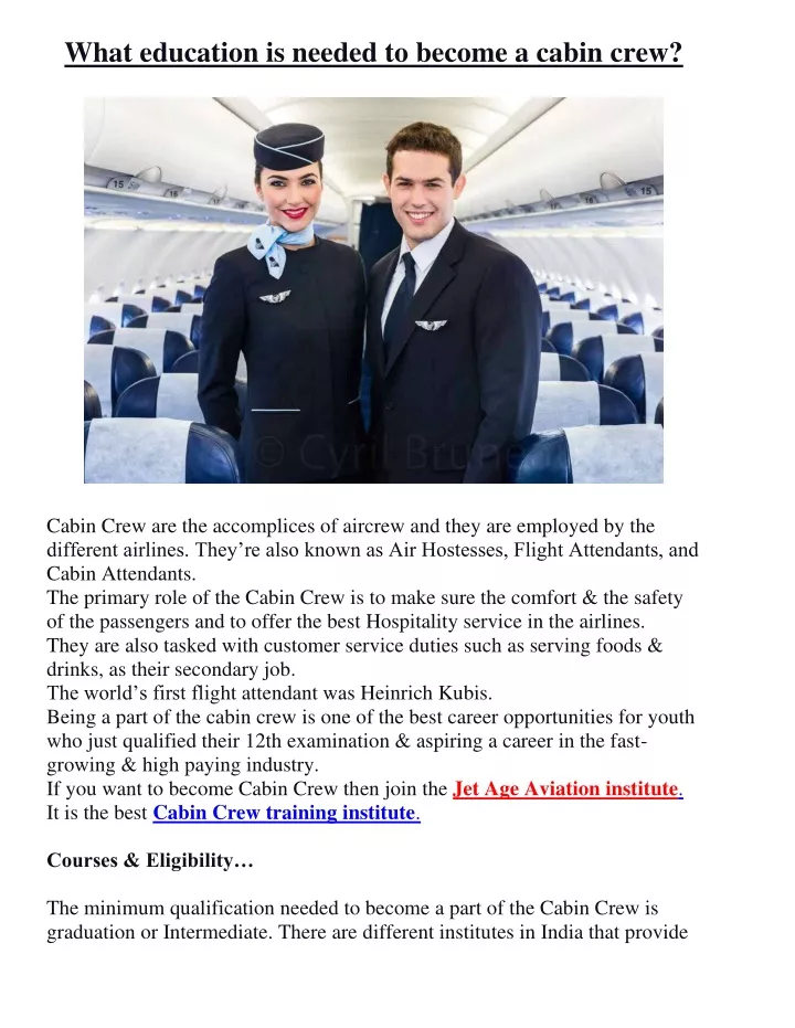 what education is needed to become a cabin crew