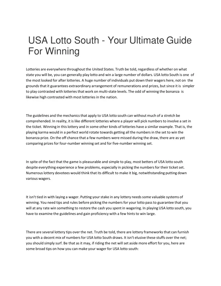 usa lotto south your ultimate guide for winning