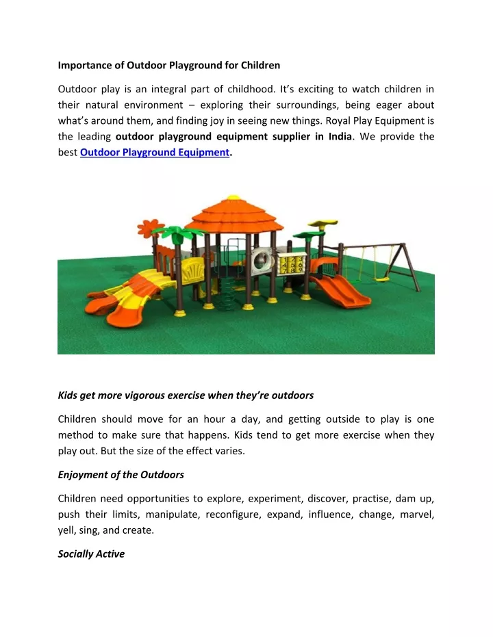 importance of outdoor playground for children