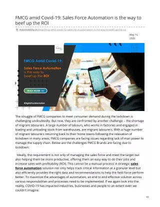 fmcg amid covid 19 sales force automation