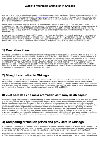 Overview to Affordable Cremation in Chicago