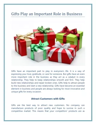 Gifts Play an Important Role in Business