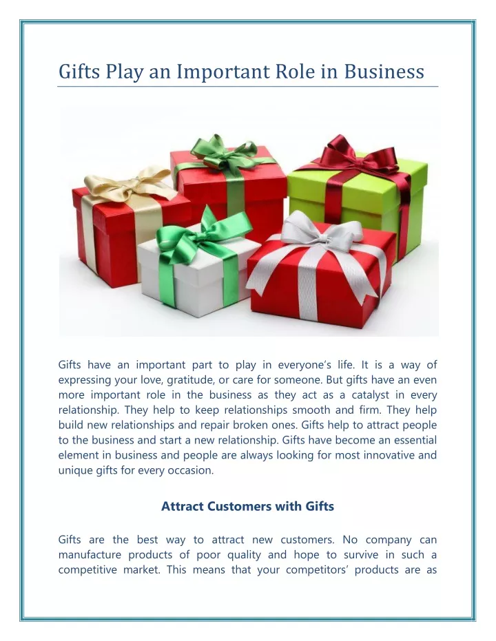 gifts play an important role in business