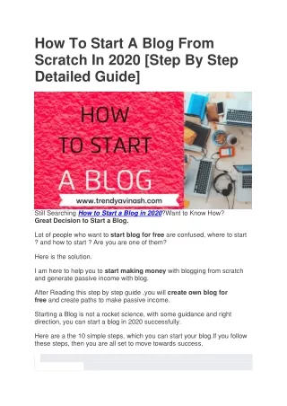 How To Start A Blog in India For Free From Scratch In 2020 [Step By Step Detailed Guide]