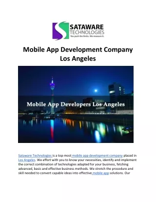 Mobile App Development Company Los Angeles