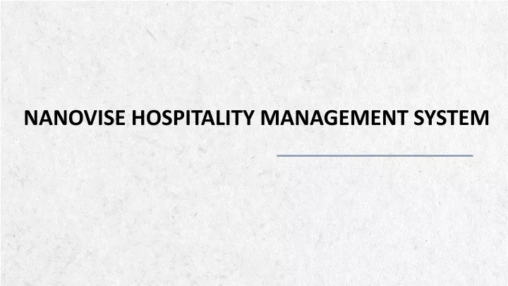 nanovise hospitality management system